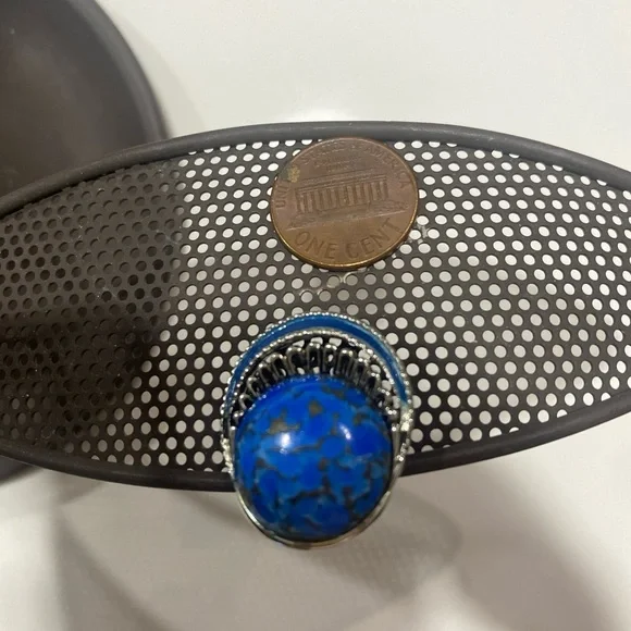 1950s Vintage STAR ( Staret) signed Round Blue Silver Tone Earrings Screwback - Picture 4 of 6